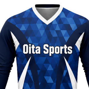 Ensemble de vêtements de volley-ball sublimé bleu et noir pour hommes, manches longues, en polyester, pour compétition d'équipe - Product Image 4
