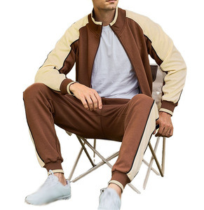 Sporty Streetwear 2-Piece Tracksuit Embroidered Polyester Color Contrasted Sweat Suits Fashionable Sportswear - Product Image 1