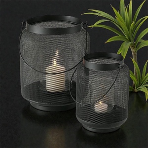 Black Iron Mesh Candle <b>Lantern</b> <b>Set</b> Modern Design Heat Resistant Home Decoration - Product Image 4