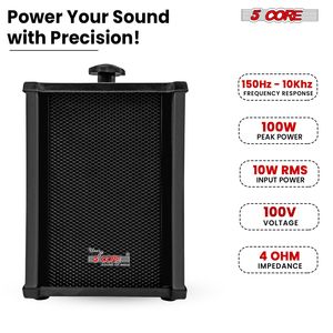 Par de altavoces estéreo de pared para exteriores de 100W, montaje pasivo con cable resistente al agua para sistema de Audio para interiores y exteriores de Patio, 2 uds. - Product Image 2