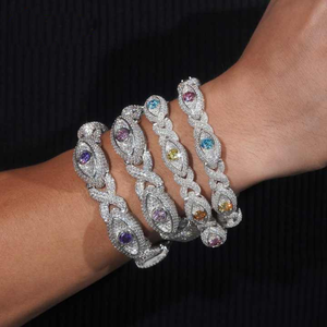 hip hop pass diamond tester 925 silver eyes design infinity cuban link bracelet vvs moissanite <b>iced</b> <b>out</b> cross cuban <b>chain</b> band - Product Image 1