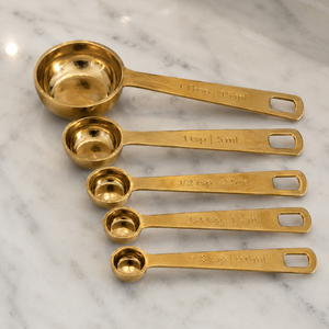 Juego de Cucharas Medidoras de Latón Premium con Acabado Dorado, 5 Piezas, Cucharas Medidoras de Cocina al por Mayor, Herramientas para Hornear y Cocinar para el Hogar, Hoteles y Cafeterías - Product Image 2