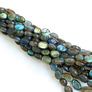 Perles ovales en labradorite naturelle, labradorite bleue feu, perles de pierres précieuses lisses, 6x8mm à 7x10mm, perles de labradorite pour la création de bijoux - Product Image 6