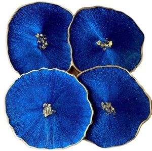 Sous-verres en résine personnalisés fabriqués à la main avec accents dorés Ensemble de sous-verres en époxy de luxe pour offrir au prix de gros - Product Image 5