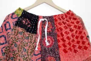 Short bohème taille haute avec cordon de serrage pour femme, patchwork vintage brodé à la main, petit style hippie, respirant, nouveauté - Product Image 6