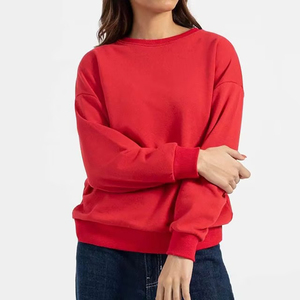 Sweat-shirt à col rond surdimensionné pour femme en coton biologique de haute qualité personnalisé - Product Image 1