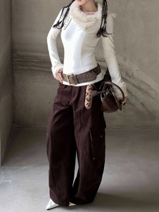 Retro <b>Canvas</b> <b>Large</b> Pocket Cargo Curved Pants Regular Fit Casual Autumn Banana Pants High Waist 100% Cotton Solid Plush Accessory - Product Image 2