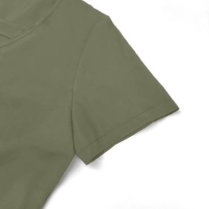 Unisex Olive Green Denim Scrub Set Short Sleeve <b>Top</b> Pockets Elastic Waist Pants Hospital Uniforms Nurses Doctors - Product Image 2