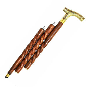 Bastón Plegable Victoriano de Lujo con Mango de Latón Grabado, Bastón de Madera Hecho a Mano, Estilo Steampunk, para Uso Diario y Deportivo - Product Image 1