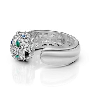 Anillo de Lujo con Motivo de Pantera y Moissanita, Plata 925 con Baño de Rodio, Joyería Fina para Hombre, con Incrustaciones Pavé - Product Image 2
