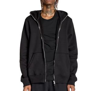 100% algodón de alta calidad personalizado de los hombres Full Zip up Hoodie French Terry Blank Drop Shoulder puff impresión Sudadera con capucha para hombres - Product Image 3