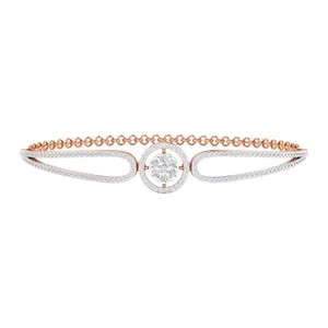 EtherStar Jewels 1.44 CTW Lab Grown Brilliant Cut E Color Diamond Chain Bracelet 18K <b>Solid</b> <b>Gold</b> Split Halo Cluster Women's IGI - Product Image 1