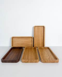Bandeja de Madera Artesanal Rústica para Servir Alimentos, Diseño Minimalista Rectangular con Soporte, Color Sólido, Bandeja para Servir Frutas - Product Image 2
