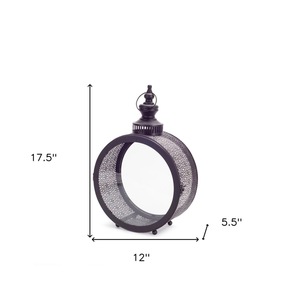 Lanterne noire en métal à motif circulaire croisé avec découpe complexe pour la décoration de la maison et les décorations de mariage - Product Image 3