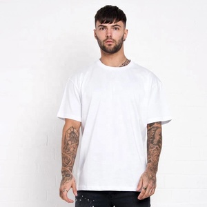 Nouvelle tendance pour hommes T-shirt oversize en coton à épaules tombantes T-shirt blanc épais et uni pour vêtements de rue pour hommes - Product Image 3
