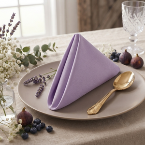 Serviette carrée moderne en coton et lin imprimé lavande, réutilisable et faite à la main, pour mariage, fête, repas à la maison - Product Image 3
