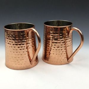 <b>Copper</b> hammered cocktail mug set for elegant festive <b>tables</b> hammered finish metal cups durable reusable serving mugs - Product Image 1