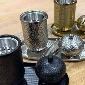 Moderno Quemador de Incienso Metálico con Patrones y Bandeja, Mabkhara, Quemador de Carbón para Oud, Decoración de Lujo para el Hogar - Product Image 5