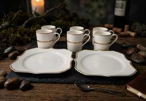 Ensemble de 8 tasses à café et soucoupes en céramique de luxe européenne personnalisées, plaquées or, gaufrées, pour le Nouvel An, coffret cadeau, 2026, écologique - Product Image 3