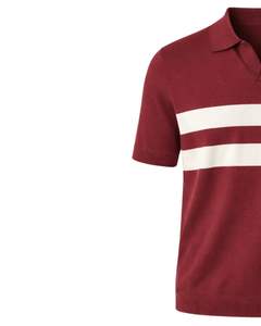 Polo de punto a rayas rojas y blancas personalizado para hombre, manga corta, dobladillo acanalado, corte ajustado, informal, mezcla de algodón, fabricante personalizado - Product Image 3