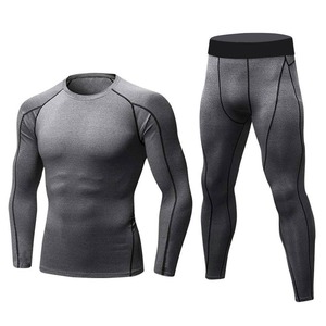 Ensemble de sport pour homme à séchage rapide avec logo personnalisé, combinaison de compression à manches longues - Product Image 4