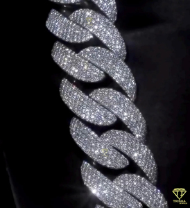 Men <b>Iced</b> <b>Out</b> Cuban Link <b>Chain</b> 18K Gold or Silver Plated Hip Hop Bling Jewelry Moissanite Diamond Statement for Men - Product Image 3