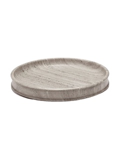 Plateau rond en marbre gris clair de luxe, plat de service décoratif élégant, plateau en pierre décoratif multi-usages, vente chaude - Product Image 1