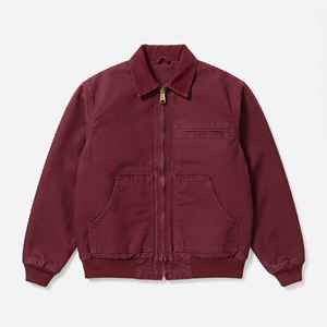 Heavyweight Custom Distressed Heavy Duck Burgundy Canvas Work <b>Jacket</b> Lined Vintage Worker Detroit Carpenter <b>Chore</b> <b>Jacket</b> - Product Image 4