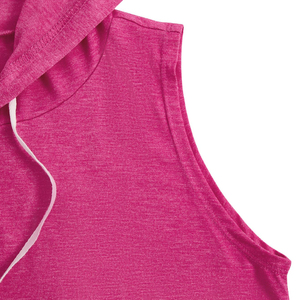 Camiseta sin mangas con capucha para mujer, al por mayor, de color liso, mezcla de algodón, tejido de punto, 200g, ecológica - Product Image 4