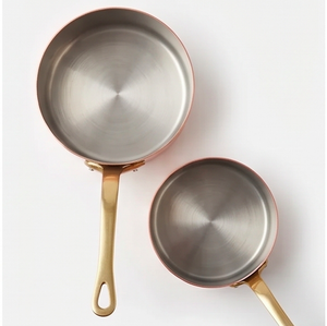 Copper Sauce <b>Pans</b> With Stainless Steel Lining Minimalist Design Durable Metal Cookware For Gas <b>And</b> Induction Stoves Use - Product Image 3
