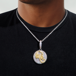 Collar Hip Hop de Oro Blanco con Colgante de Escorpión Helado, Amuleto de Insecto Animal, Cadena Cubana de Plata con Circonitas Brillantes, Joyería para Hombre Rapper - Product Image 6