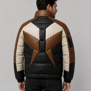 Blouson moto homme en cuir véritable marron coupe ajustée coupe-vent et imperméable style streetwear avec logo frontal personnalisé fabricant - Product Image 1