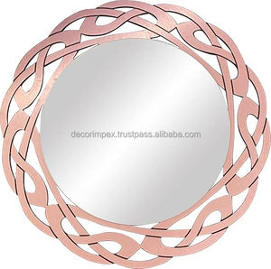Miroir mural moderne en métal pour la décoration intérieure | Salle de bain | Salon et chambre à coucher (cadre de miroir mural or rose, cadre de miroir antique) - Product Image 1