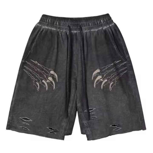 Shorts en jean déchiré respirant pour homme, taille mi-haute, coupe droite, en coton et élasthanne, style Y2K vintage, décontracté, streetwear d'été, tendance - Product Image 5