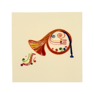 Tarjeta de quilling artística con notas musicales hechas a mano, diseño personalizado para coleccionables de arte, tarjeta de quilling - Product Image 1