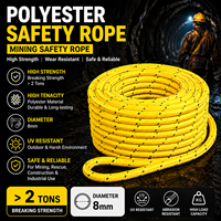 Corde statique en polyester de 8 mm pour travaux en altitude, escalade, sauvetage, corde de sécurité tressée, corde d'urgence, extrémité bouclée, résistance à la traction