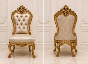 Juego de Mesa y Sillas de Comedor de Lujo de Madera Maciza de Estilo Neoclásico Real con Acabado Dorado, Forma Ovalada, 6 Sillas, Muebles para el Hogar de Estilo Antiguo - Product Image 2