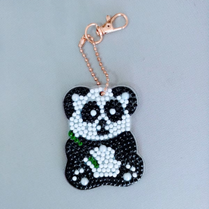 Llavero PANDA bordado con cuentas, hecho a mano, estilo italiano, colgante para bolso, cierre de metal dorado, regalo para dama - Product Image 1