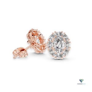 ต่างหูเพชรทรงรี 1.69 กะรัต แบบ Halo Stud ผลิตในห้องปฏิบัติการ ตัวเรือนทองคำแท้ 14K ต่างหูแบบคลัสเตอร์คลาสสิกสำหรับผู้หญิง เครื่องประดับอันหรูหรา - Product Image 2