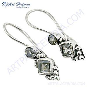 Art Palace Charmantes boucles d'oreilles en argent 925 avec pierre précieuse en zircone cubique - Product Image 3