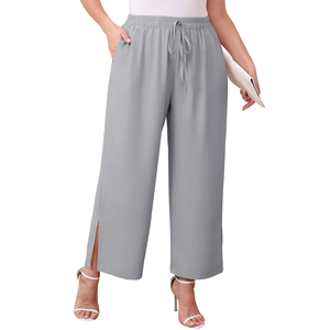 Premium Women Flare <b>Trousers</b> <b>Elastic</b> <b>Waist</b> 100% Cotton Comfortable Wide Leg OEM ODM Private Label Wholesale Fashion - Product Image 1