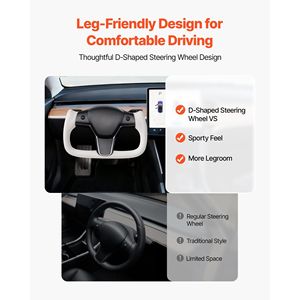2016-2023 Tesla <b>Model</b> 3 Carbon Fiber Steering Wheel with <b>D</b>-Shaped Flat-Bottom Leather Grip and Heating Function - Product Image 5