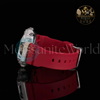 Montre personnalisée VVS Moissanite Iced Out pour homme, en argent sterling 925, entièrement faite à la main, bijoux de luxe, ensemble cadeau Hip Hop, bracelet rouge, la meilleure