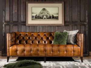 Elegant Duraster Transitional Chesterfield Three Seater Caramel Brown Leather <b>Sofa</b> Eco-Friendly L-Shape Tufted Back <b>Wooden</b> <b>Frame</b> - Product Image 4