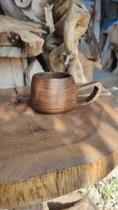 Handmade Wooden Mug Belly Cup Minimalist Wabi Sabi Design Solid Wood Natural Finish Coffee Ware for Home Use - Product Image 3