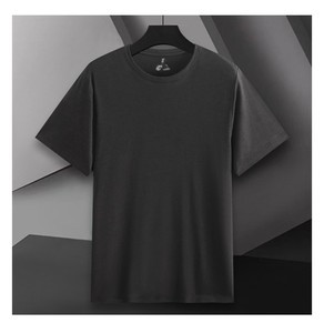 T-shirt en coton uni 180g avec logo personnalisé OEM, sérigraphié, en coton Spandex, manches courtes, couleur unie, effet porcelaine glacée - Product Image 2