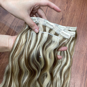 Offres du Black Friday, jusqu'à 30% de réduction, extensions de cheveux à clips ondulés naturels, couleur piano, 100% cheveux humains vietnamiens - Product Image 2