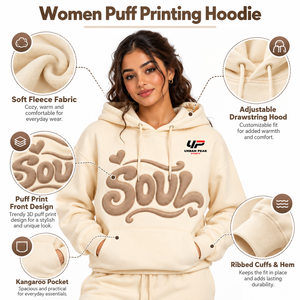 Sudadera con Capucha Moderna para Mujer con Estampado en Relieve, Letras en Relieve Intensas, Tela Suave y Estilo Urbano Contemporáneo - Product Image 6