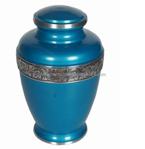 Venta caliente de urna de cremación de metal azul, una urna de metal hecha a mano diseñada para cenizas humanas - Product Image 5