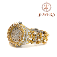 Jam Tangan Pria Mossinate Premium Mewah Baja Anti Karat Berlapis Emas Penuh Berlian Analog Kaca Kaca dengan Jarum Bercahaya Mekanik Otomatis Kualitas Tinggi